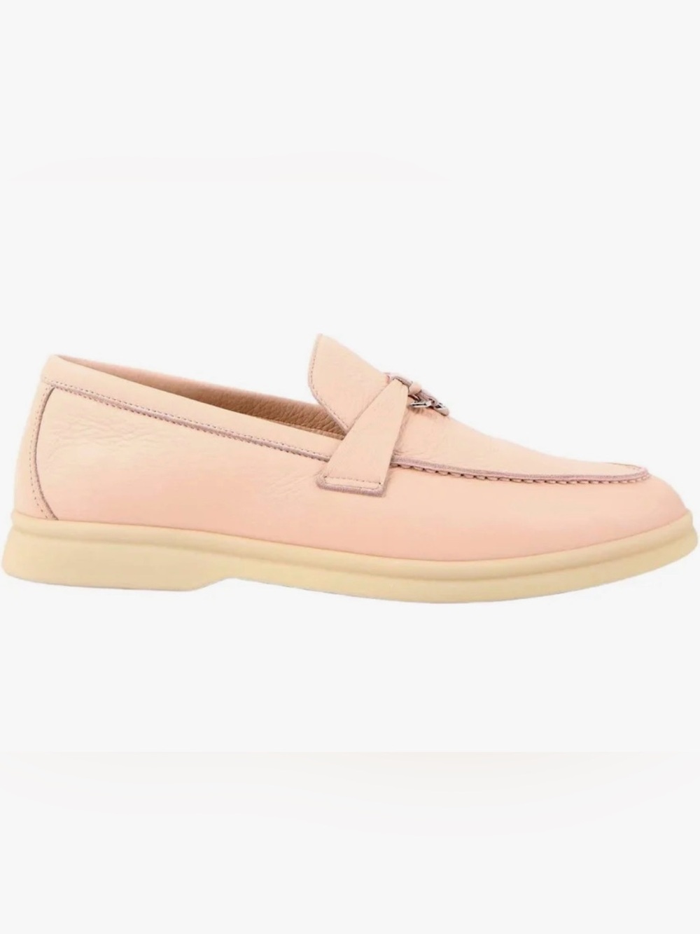 Loro Piana Light pink deer skin summer walk charm loafers 39.5